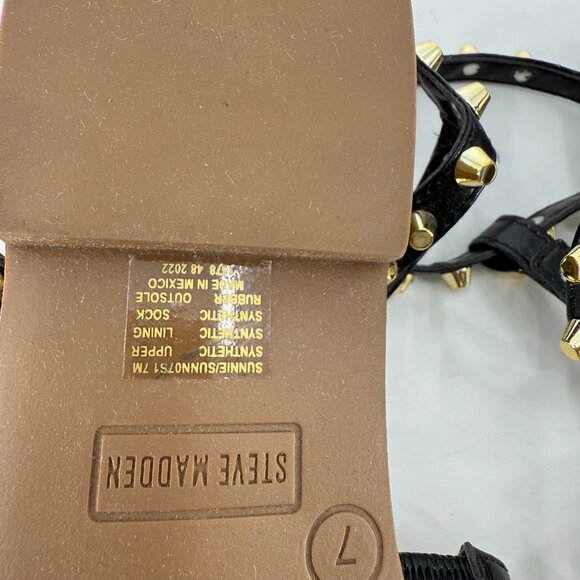 Steve Madden Women's Black & Gold Studded Gladiator Sandals Adjustable, 7 - Picture 9 of 9